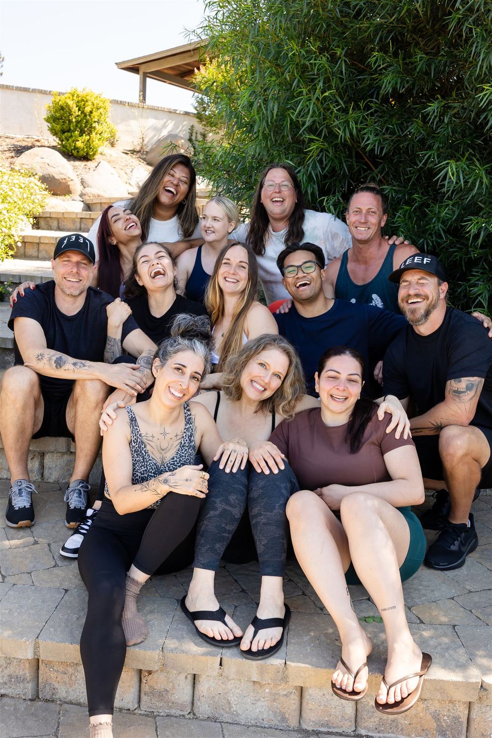 A LEEF House class gathered together on the steps